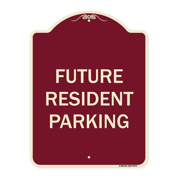 Designer Series-Future Resident Parking Burgungy Heavy-Gauge Aluminum, 24" x 18", BU-1824-9974